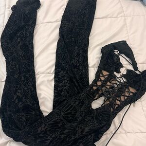 Outcast Elegant Black Lace-Up Jumpsuit